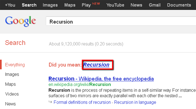 Google helps us understand recursion
